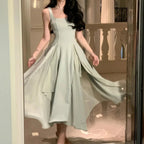 A Line Square Neck Prom Dress Elegant Evening Gown