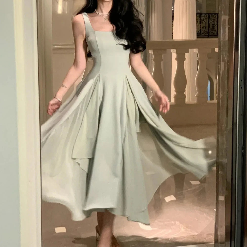 A Line Square Neck Prom Dress Elegant Evening Gown