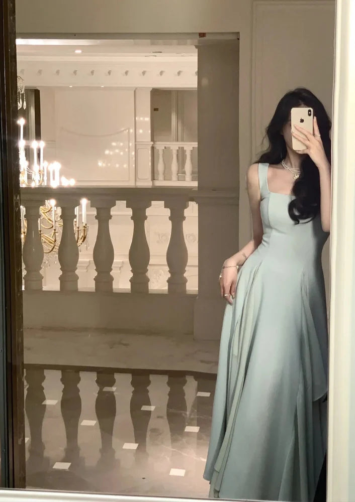 A Line Square Neck Prom Dress Elegant Evening Gown