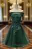 A-line Square Neckline Sleeveless Tulle Satin Short/Mini Homecoming Dress With Appliqued Beading