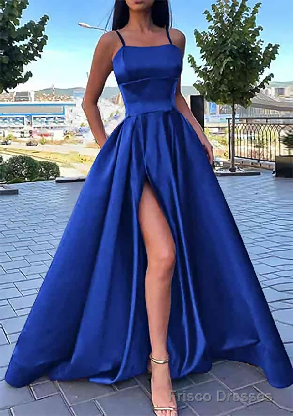 spaghetti strap square neck formal prom sheath dress Long Spaghetti Strap A Line Prom Dress – The Dress Outlet
