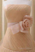 A-Line Stomacher Tiered Wedding Dress Court Train With Appliques