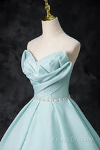 A-Line Strapless Formal Tulle Floor Length Formal Dress Off Shoulder Formal Prom Dress
