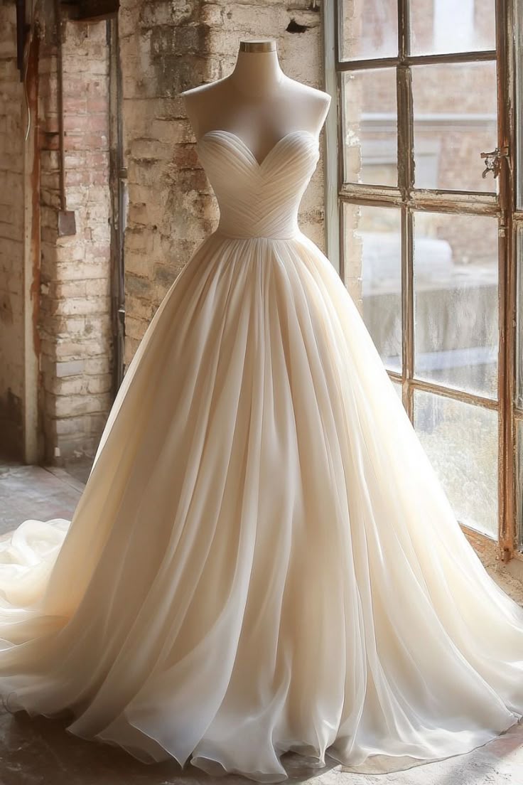 A Line Strapless Unique Long Wedding Dress Evening Party Dresses Main image