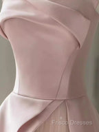 A Line Strapless Pink Party Dress Long Satin Formal Prom Dress
