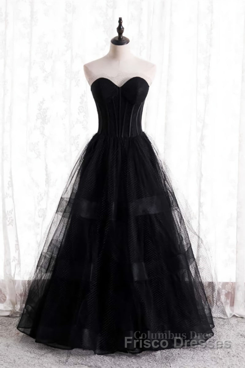 A-line Strapless Tulle Long Formal Dresses with Multi Flares Boning