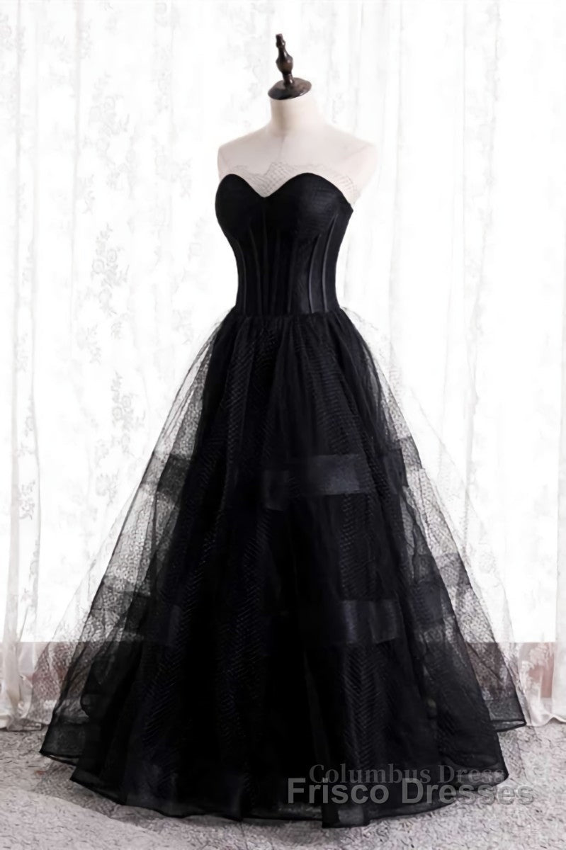 A-line Strapless Tulle Long Formal Dresses with Multi Flares Boning
