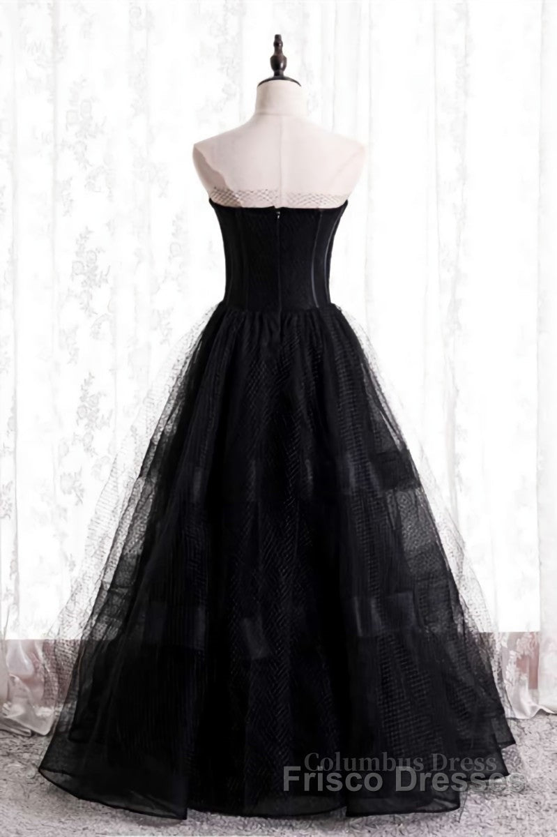 A-line Strapless Tulle Long Formal Dresses with Multi Flares Boning