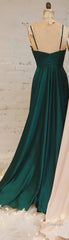 A-Line Straps Ruched Long Bridesmaid Dress Formal Prom Dress
