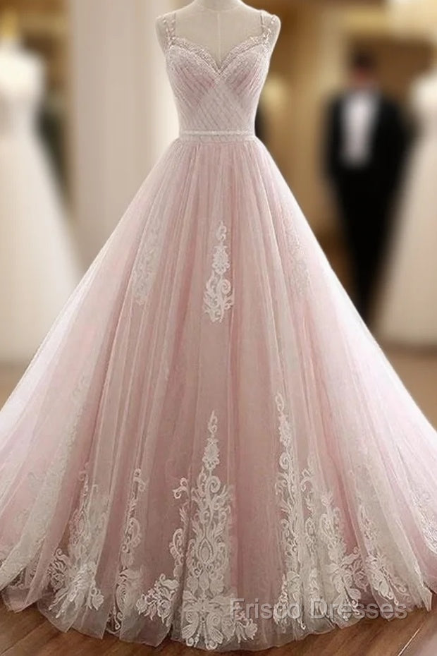 A Line Straps Tulle Lace Appliques Formal Prom Dress Off Shoulder Floor Length Beautiful
