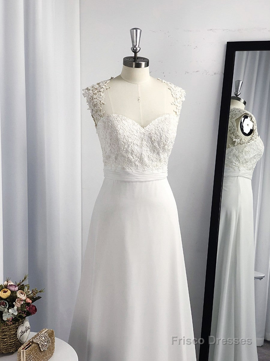 A-line Sweetheart Appliques Lace Floor-Length Chiffon Dress