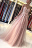 A-Line Sweetheart Floor-Length Sleeveless Backless Lace Applique Prom Dress