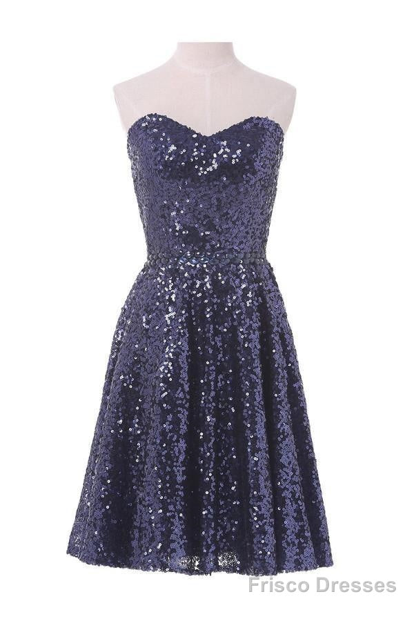 A-Line Sweetheart Knee Length Sequined Homecoming Dress With Beads Secondary image