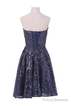 A-Line Sweetheart Knee Length Sequined Homecoming Dress With Beads