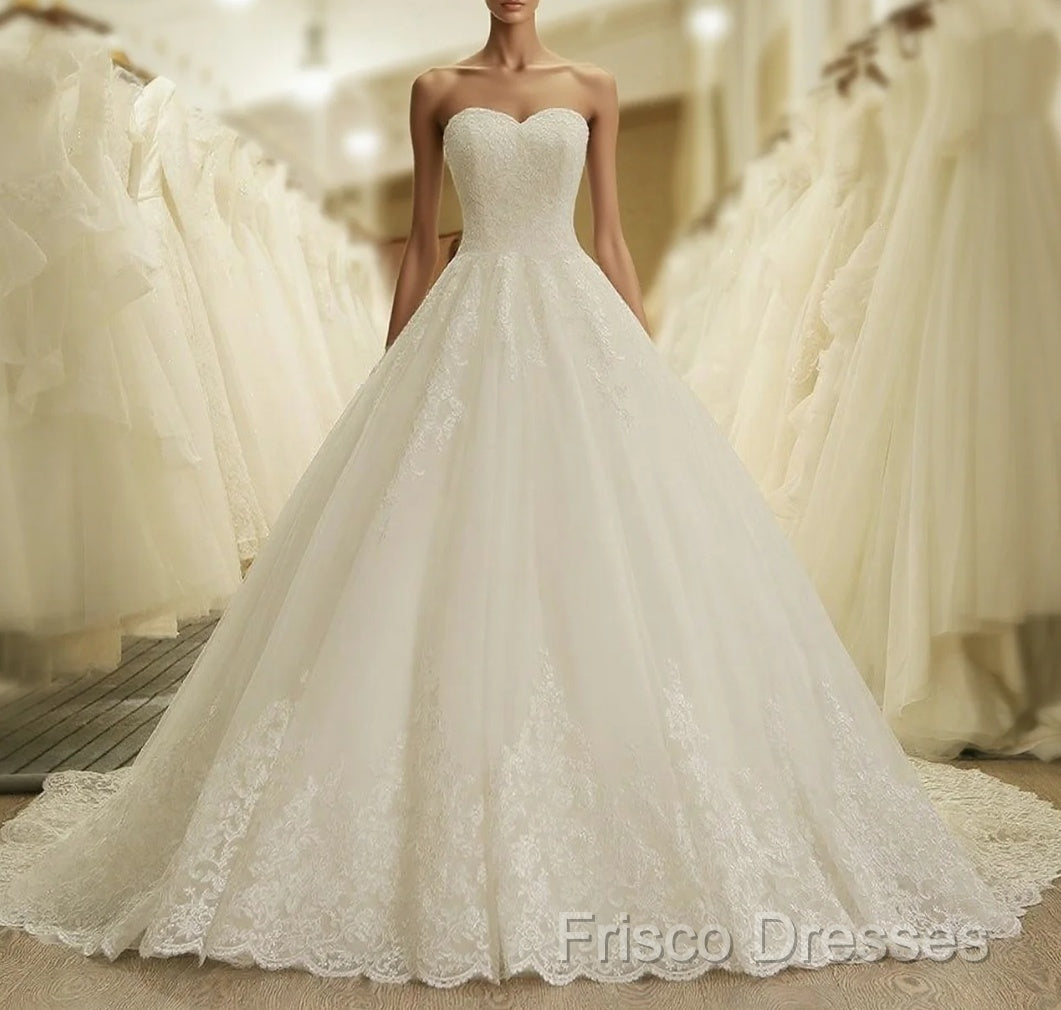 A Line Sweetheart Lace Vintage Bridal Wedding Dress Lace Up Main image