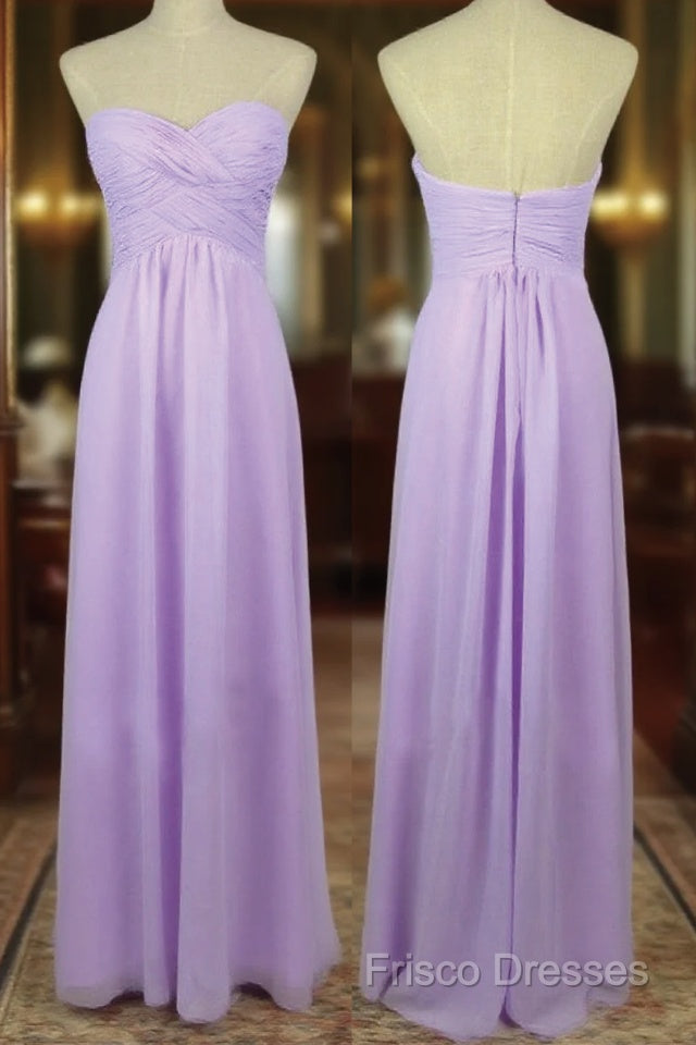 A Line Sweetheart Neck Backless Lilac Long Formal Prom Dress, Lilac Long Bridesmaid Dress