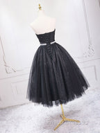 A-Line Sweetheart Neck Black Short Formal Prom Dress, Black Formal Evening Dress