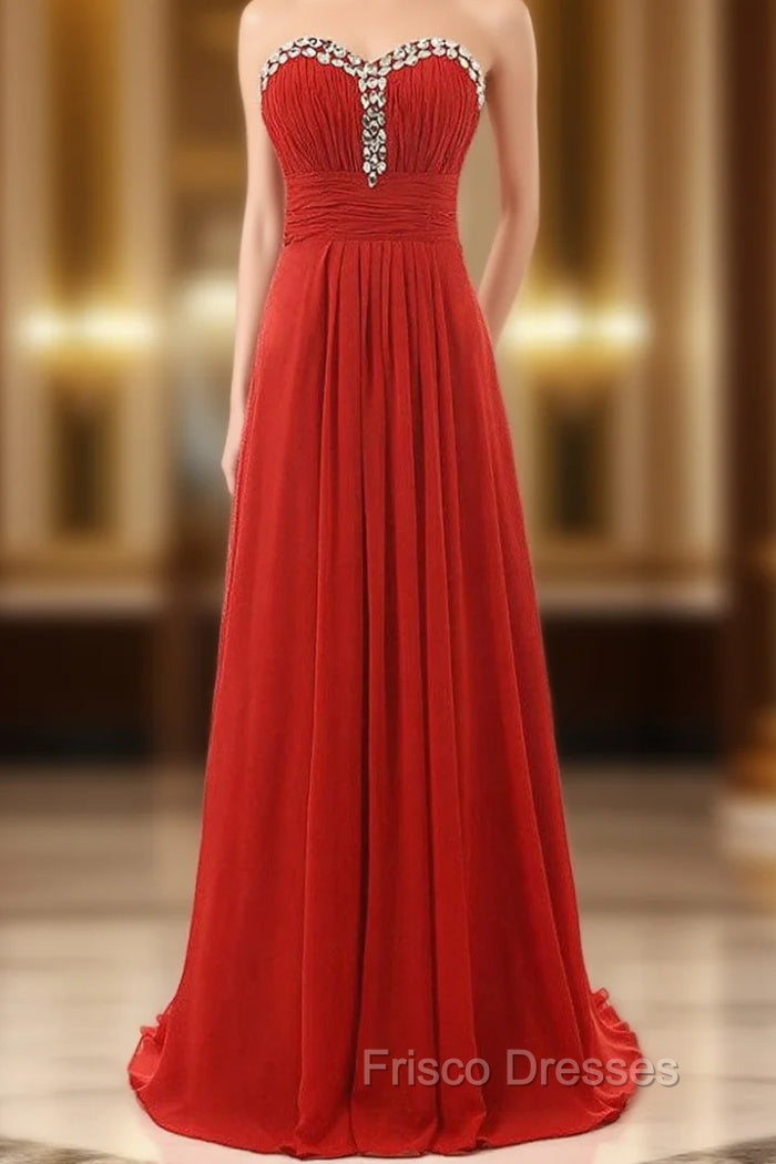 A-Line Sweetheart Neck Chiffon Floor Length Bridesmaid Dress Main image