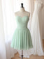 A-Line Sweetheart Neck Chiffon Green Short Prom Dress, Green Homecoming Dress
