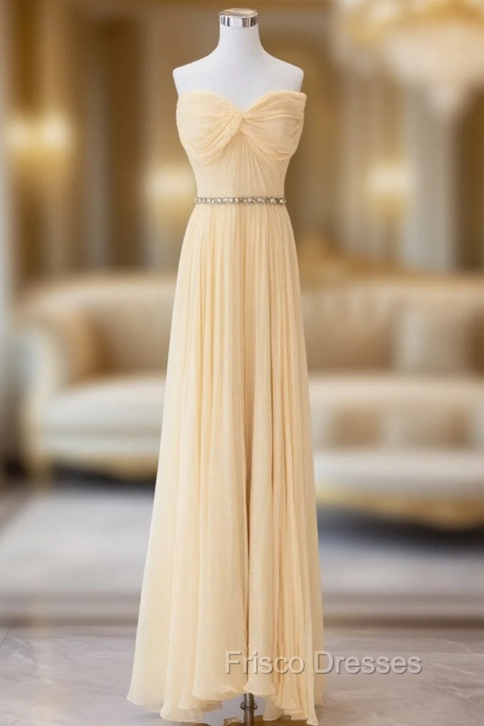 A-Line Sweetheart Neck Chiffon Long Formal Prom Dress, Chiffon Formal Evening Dress Main image