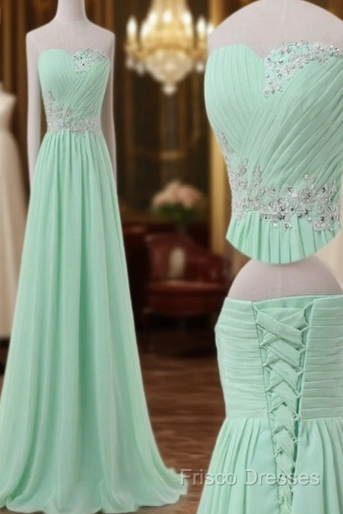 A Line Sweetheart Neck Floor Length Green Formal Prom Dress, Long Formal / Bridesmaid Dress Main image