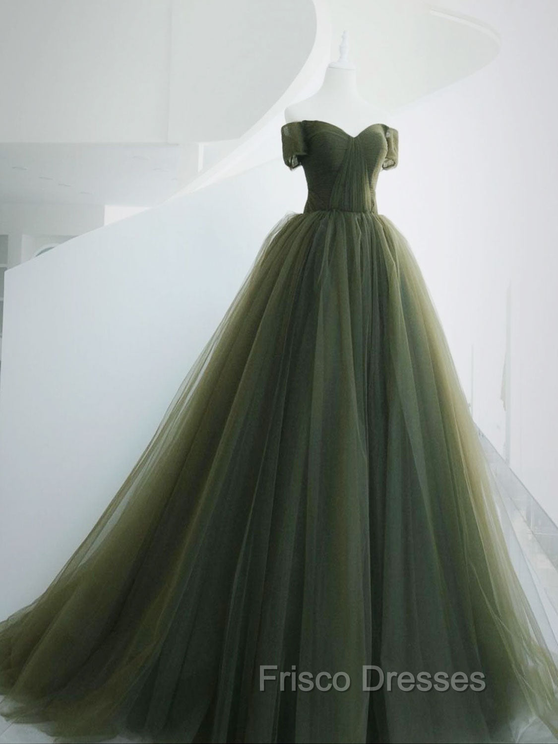 A-Line Sweetheart Neck Green Long Formal Prom Dress, Sweep Train Green Formal Dress Secondary image