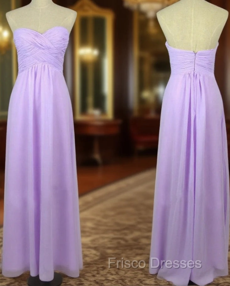 A Line Sweetheart Neck Backless Lilac Long Formal Prom Dress, Lilac Long Bridesmaid Dress Main image