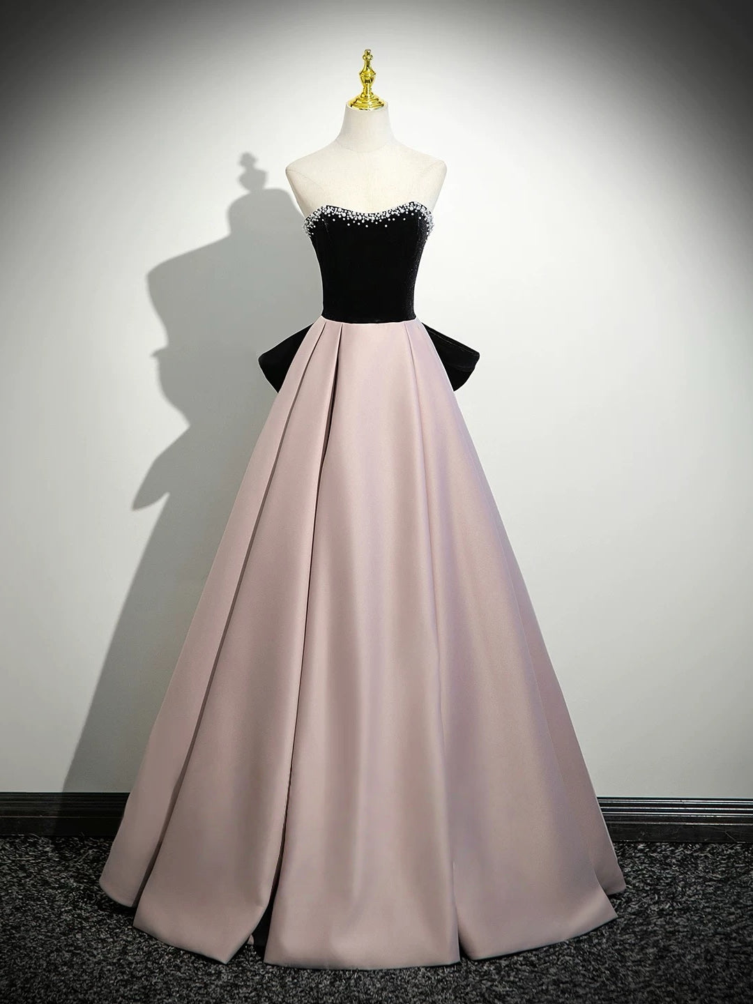 A-Line Sweetheart Neck Off Shoulder Floor Length Pink Prom Dress With