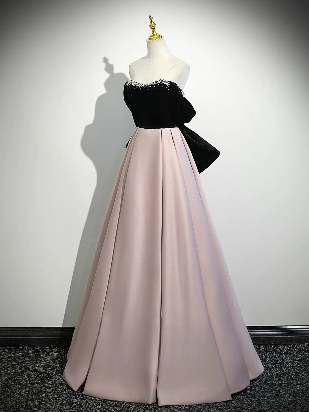 A-Line Sweetheart Neck Off Shoulder Floor Length Pink Prom Dress With