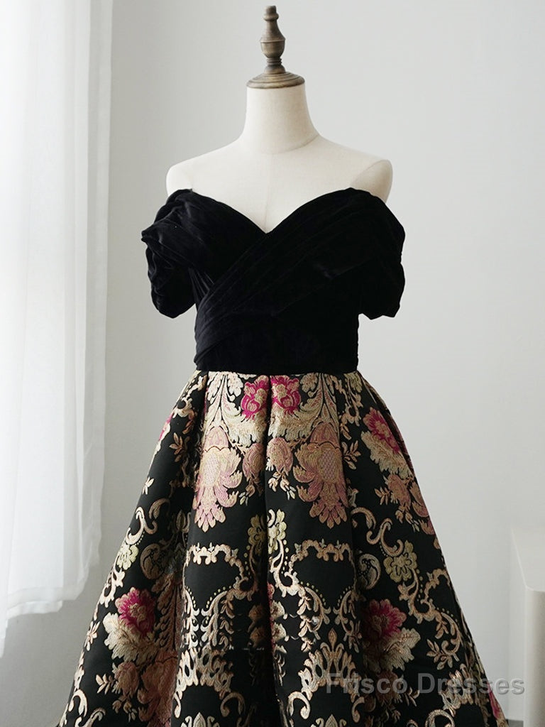 A-Line Sweetheart Neck Satin Black Long Prom Dress, Black Formal Dress