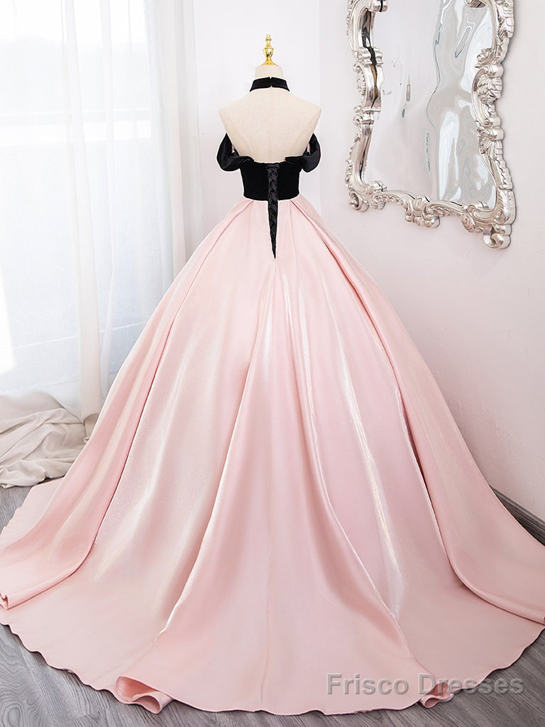 A-Line  Sweetheart Neck Satin Pink Long Prom Dress, Pink Long Formal Dress Secondary image