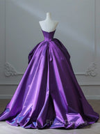 A-Line Sweetheart Neck Satin Purple Long Formal Prom Dress Formal Dress Evening Dress