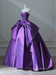 A-Line Sweetheart Neck Satin Purple Long Formal Prom Dress Formal Dress Evening Dress