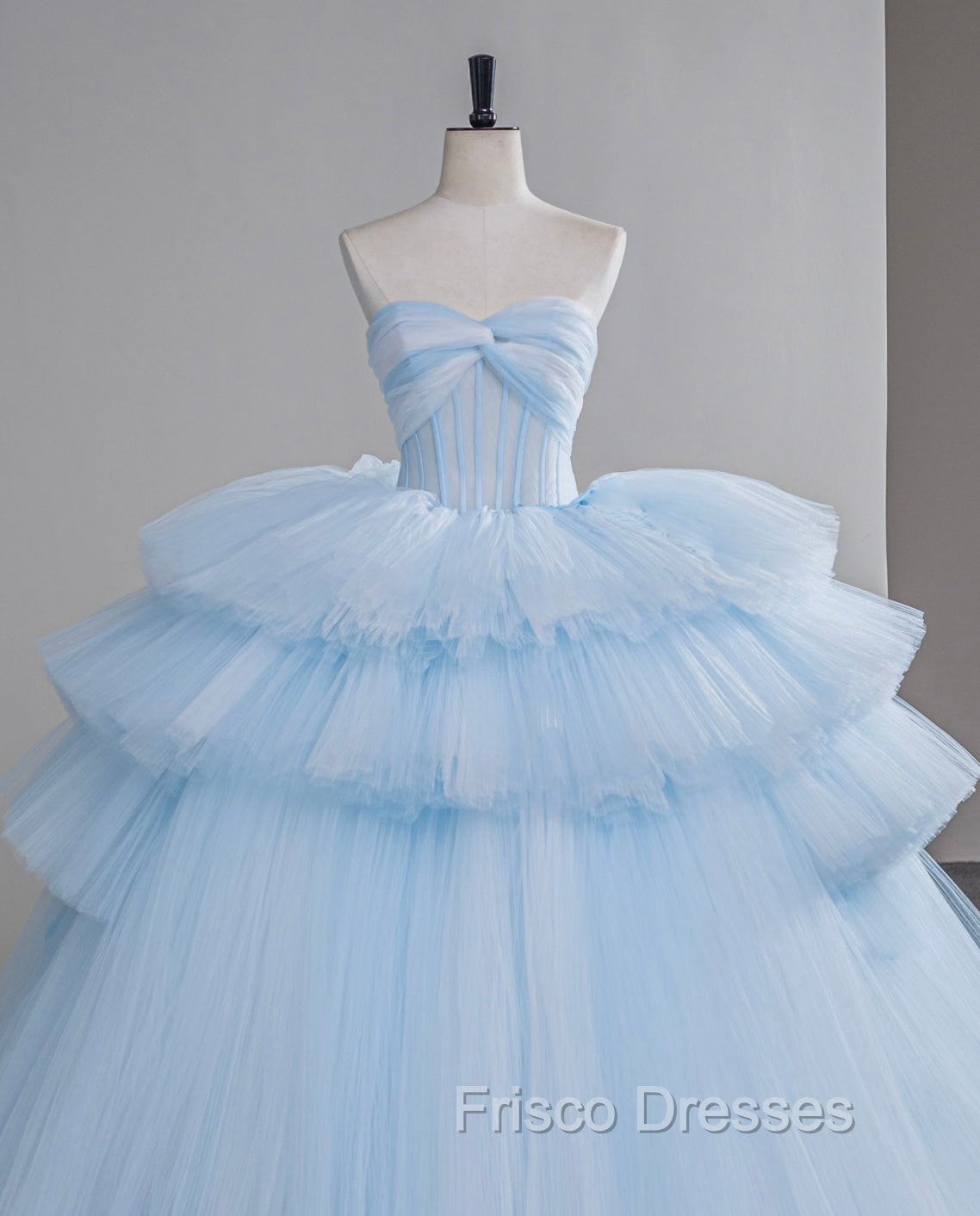 A-Line Sweetheart Neck Tulle Blue Long Formal Prom Dress, Blue Long Evening Gown