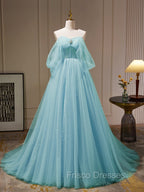 A-Line Sweetheart Neck Tulle Green Long Formal Prom Dress, Green Tulle Long Evening Dress