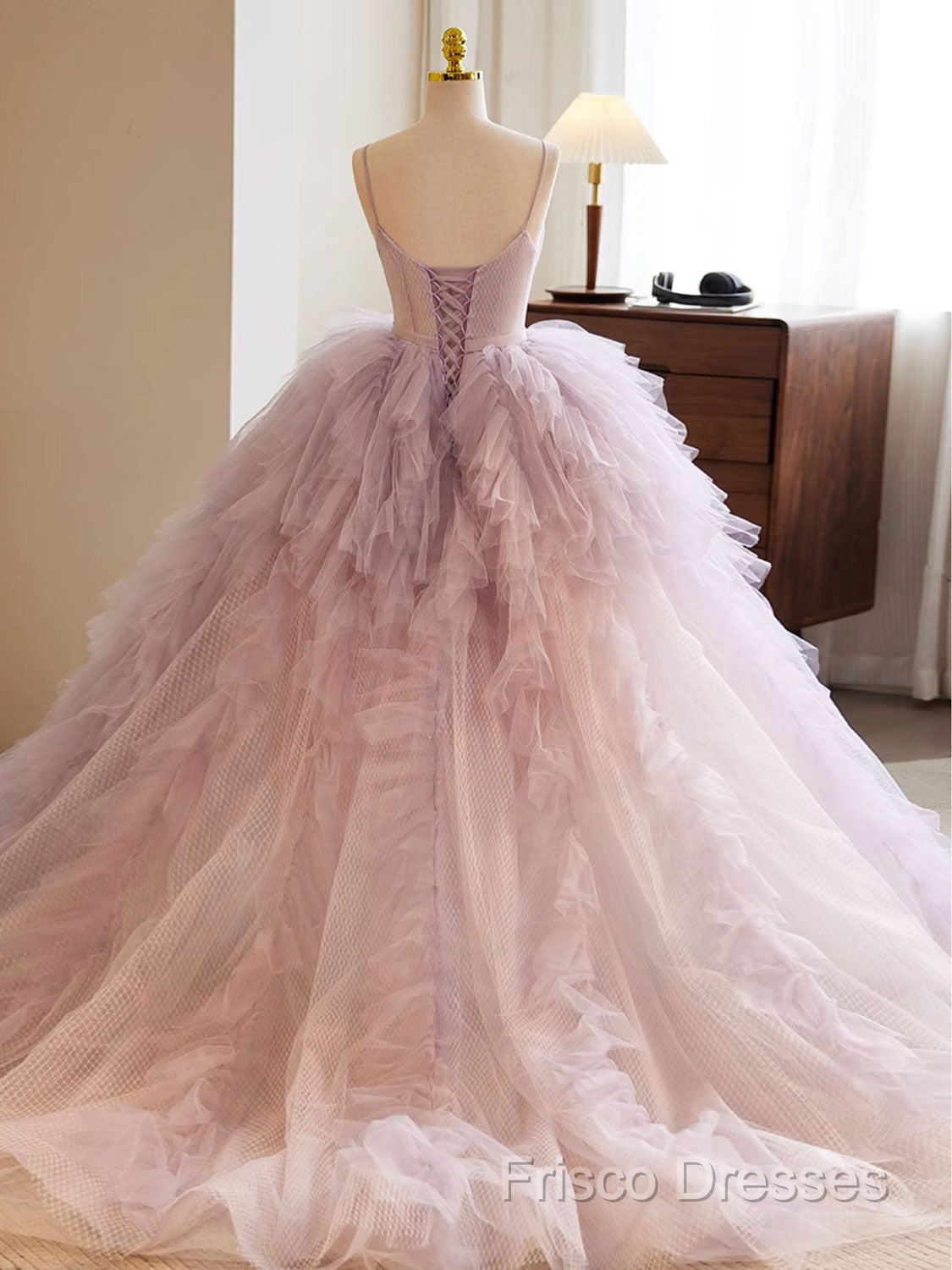 A-Line Sweetheart Neck Tulle Pink Long Formal Prom Dress, Pink Formal Dress