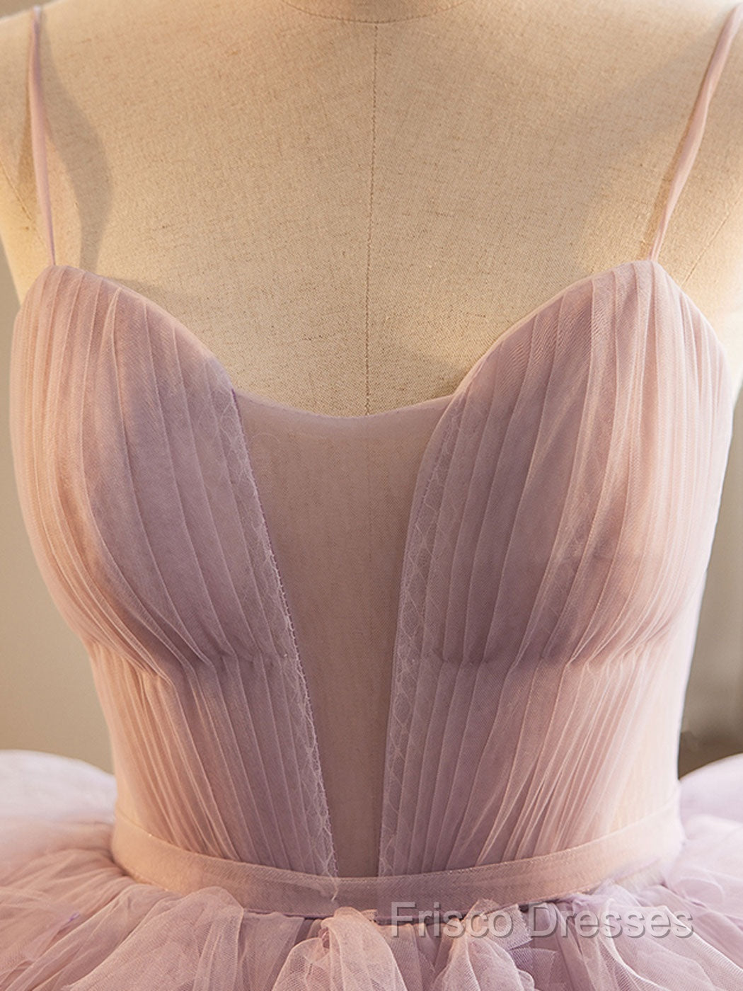 A-Line Sweetheart Neck Tulle Pink Long Formal Prom Dress, Pink Formal Dress