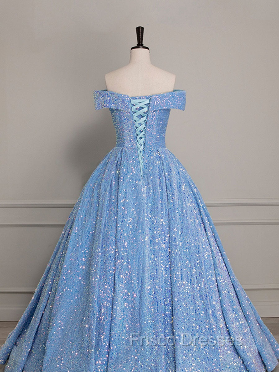 A-Line Sweetheart Neck Velvet Sequin Blue Long Formal Prom Dress, Blue Formal Dress
