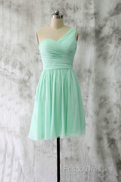 A-Line Sweetheart One-Shoulder Chiffon Bridesmaid Dress Secondary image