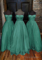 A-line Sweetheart Spaghetti Straps Long/Floor-Length Glitter Prom Dresses With Pockets