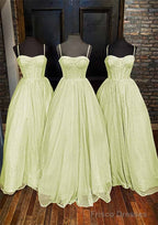 A-line Sweetheart Spaghetti Straps Long/Floor-Length Glitter Prom Dresses With Pockets