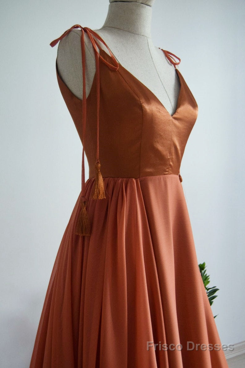 A-Line Tie Shoulder Long Bridesmaid Dress Secondary image