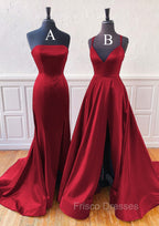 A-Line Trumpet/Mermaid Sleeveless Sweep Train Satin Formal Prom Dress With Split