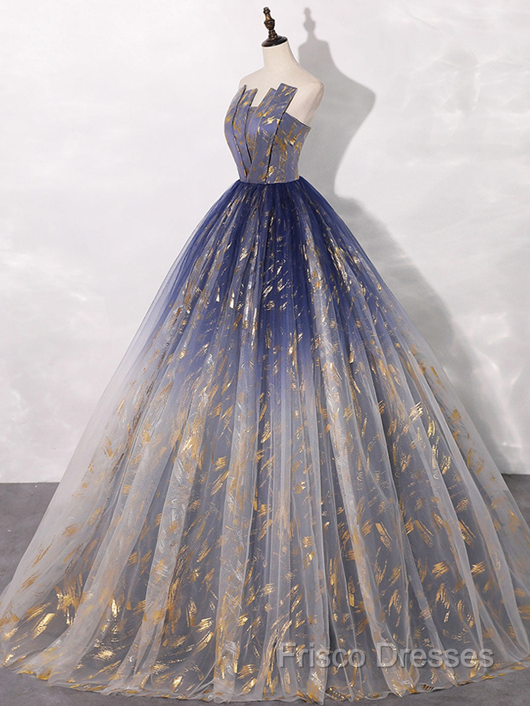A-Line Tulle Blue Long Formal Prom Dress, Blue Tulle Long Formal Dress Secondary image