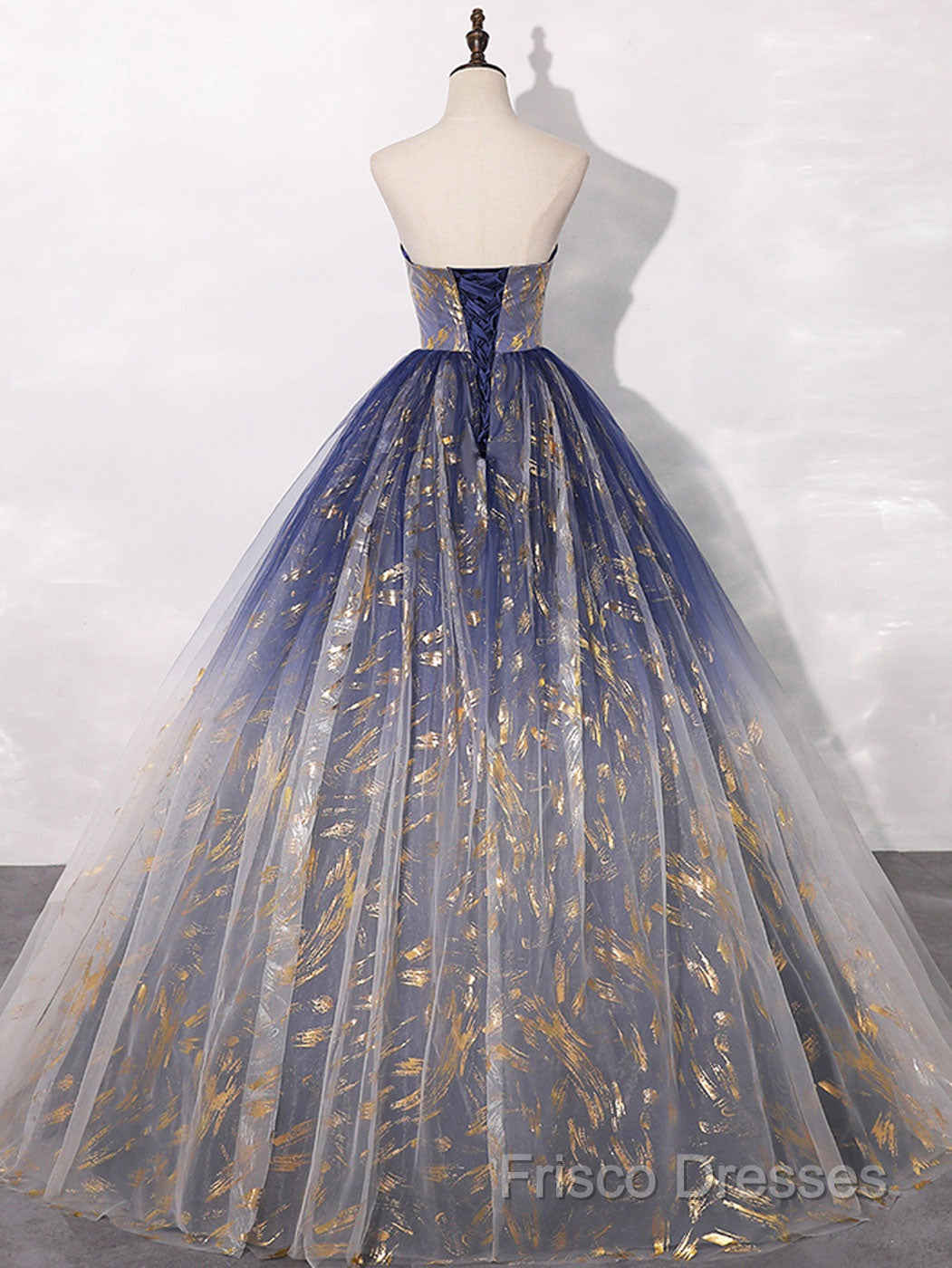 A-Line Tulle Blue Long Formal Prom Dress, Blue Tulle Long Formal Dress