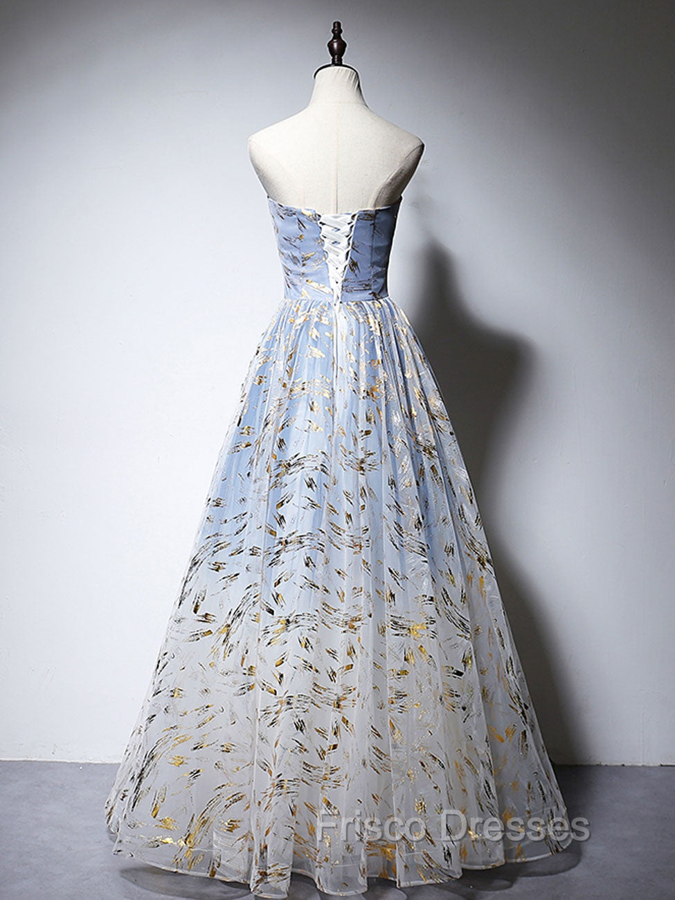 A-Line Tulle Blue Long Formal Prom Dress, Blue Tulle Formal Graduation Dress