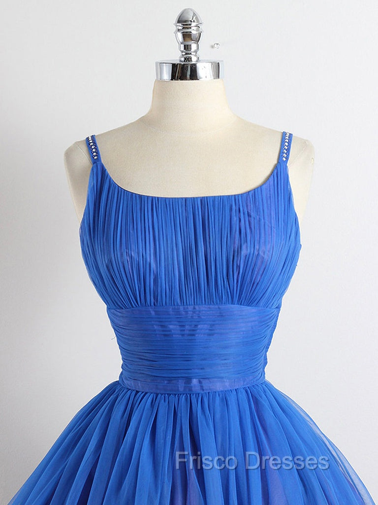 A-Line Tulle Blue Short Formal Prom Dress, Blue Homecoming Dress