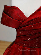A-Line Tulle Burgundy Long Formal Prom Dress, Burgundy Formal Dress