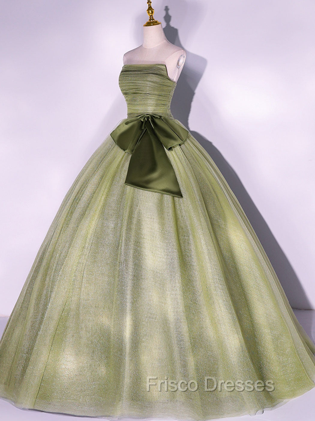 A Line Tulle Green Long Formal Prom Dress, Green Tulle Evening Party Dress Secondary image