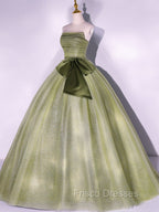 A Line Tulle Green Long Formal Prom Dress, Green Tulle Evening Party Dress
